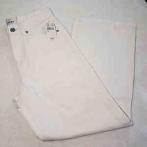 Wide Leg Cropped White Jeans